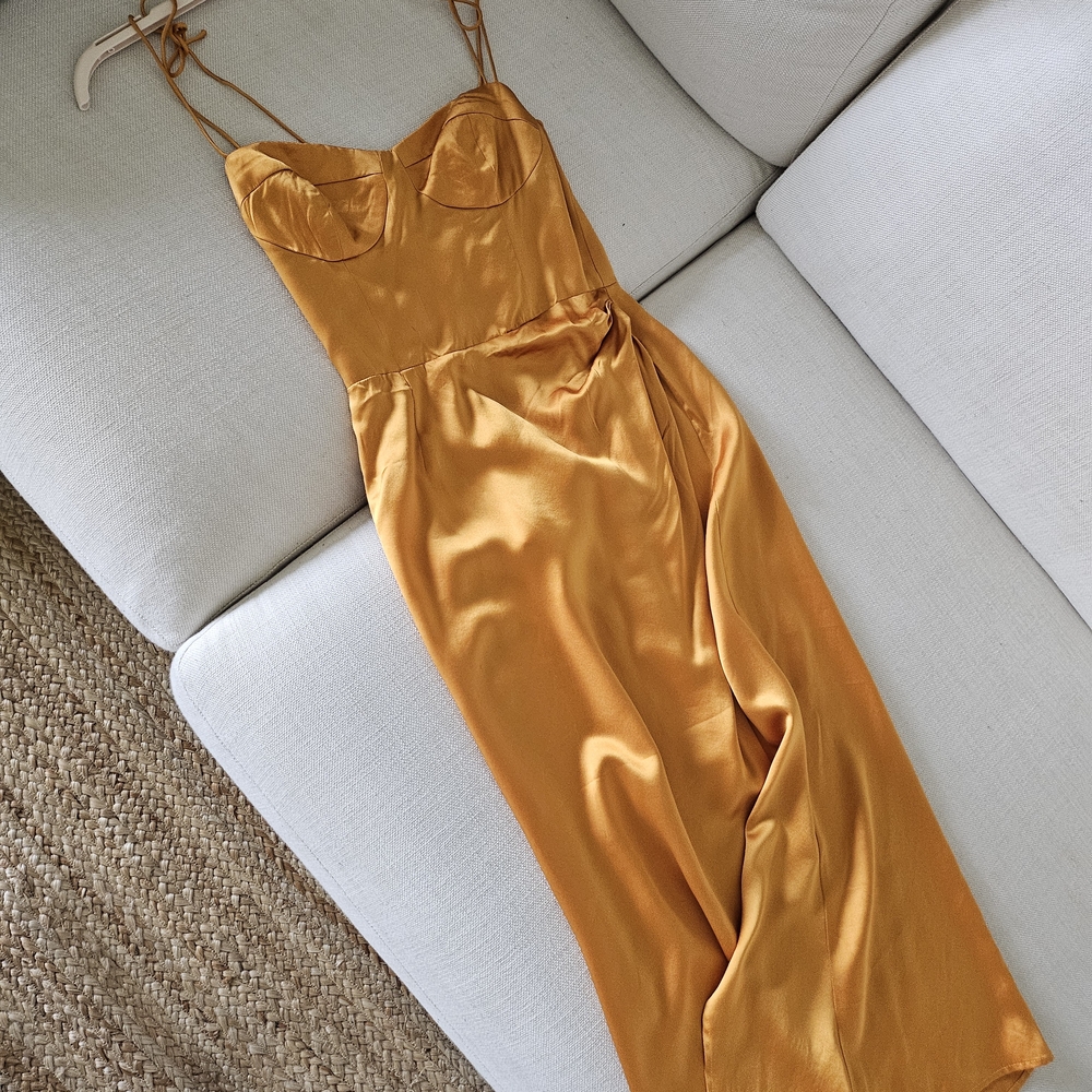 Reformation Gold Satin Dress